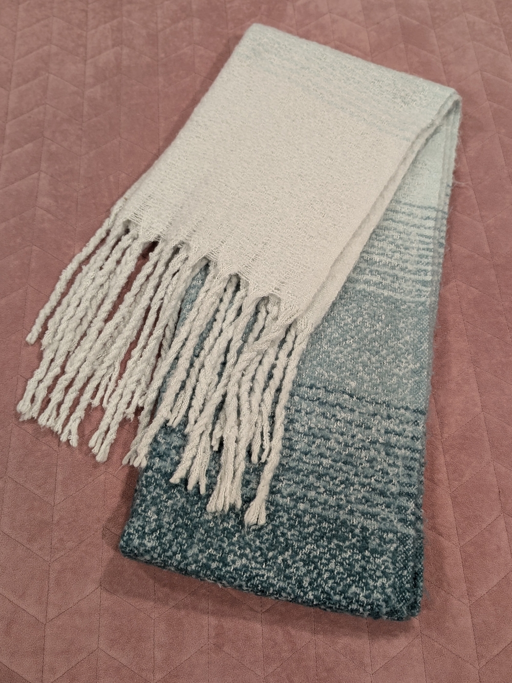 Mer Sea Cozy Ombre Fringe Scarf Blanket in Green Gradient Color